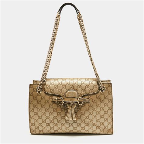 gucci bag with gold chain|Gucci emily shoulder bag.